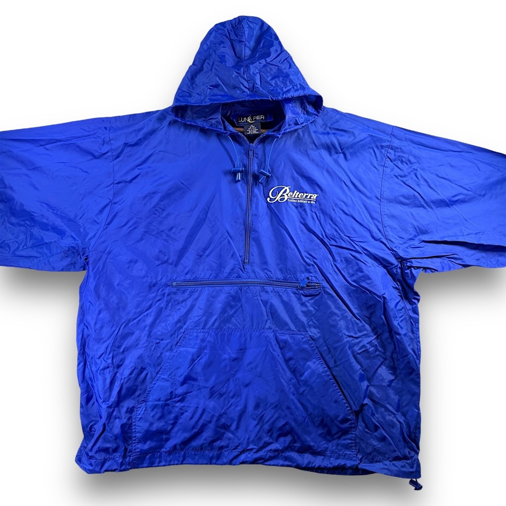 Luna Pier Vintage Belterra Casino Resort Windbreaker Jacket Blue XL BB002